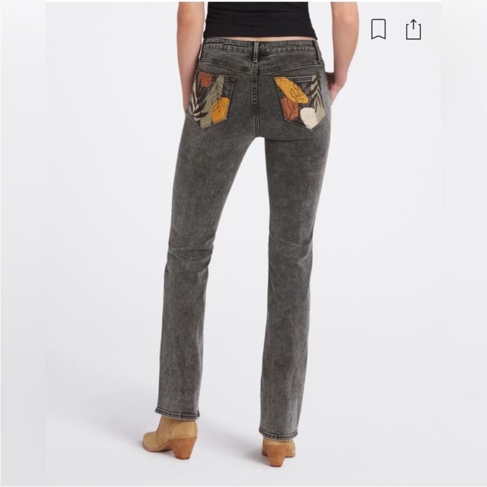 DRIFTWOOD Kelly Embroidered Dark Gray Acid Washed Denim Size 24 NWT